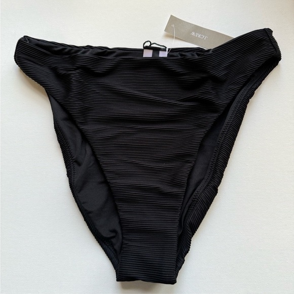 J. Crew Ribbed High-Rise Cheeky Bikini Bottom – Black Size XS & M BE808 - Picture 4 of 15